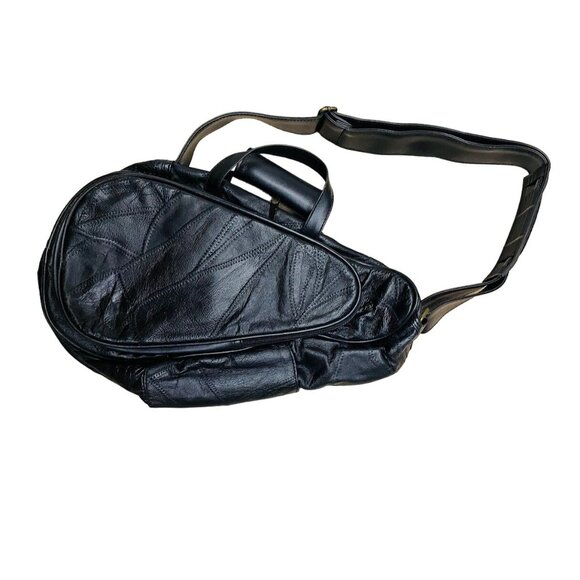 Vintage Comfort Gary Backpack Black Pear Shaped Saddle Crossbody Bag Handbag - Picture 1 of 8